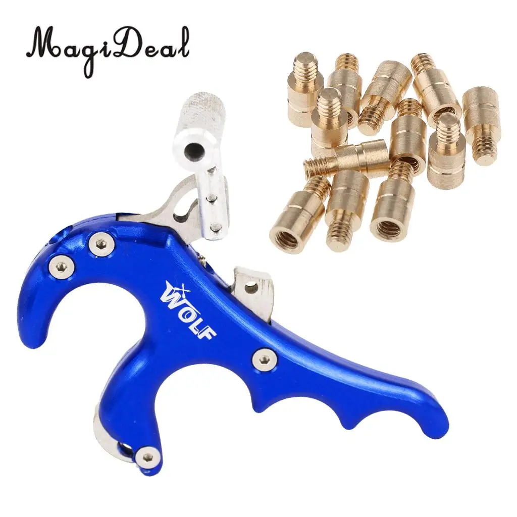 MagiDeal 4 Finger Grip Compound Bow Archery Release Aid with 12 Pieces 25 Grains Arrow Weights Insert | Спорт и развлечения