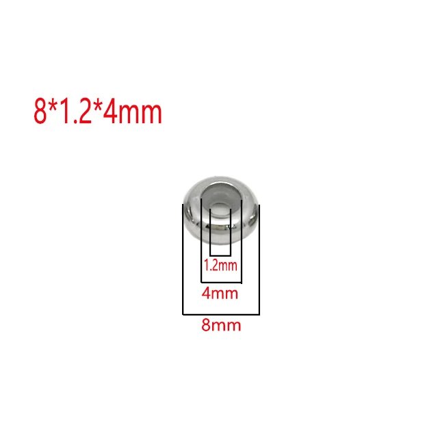 8x1.2x4-10Pcs Пробка из нержавеющей стали разделительные бусины с резиновой вставкой сердечника для управления DIY ожерелья и браслеты длина ювелирных изделий - Цвет: 8x1.2x4-10Pcs