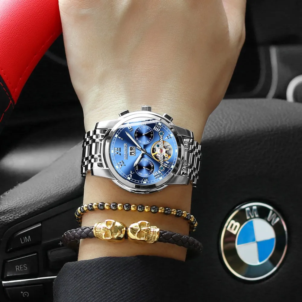 Часы мужские механические с турбийоном швейцарские многофункциональные