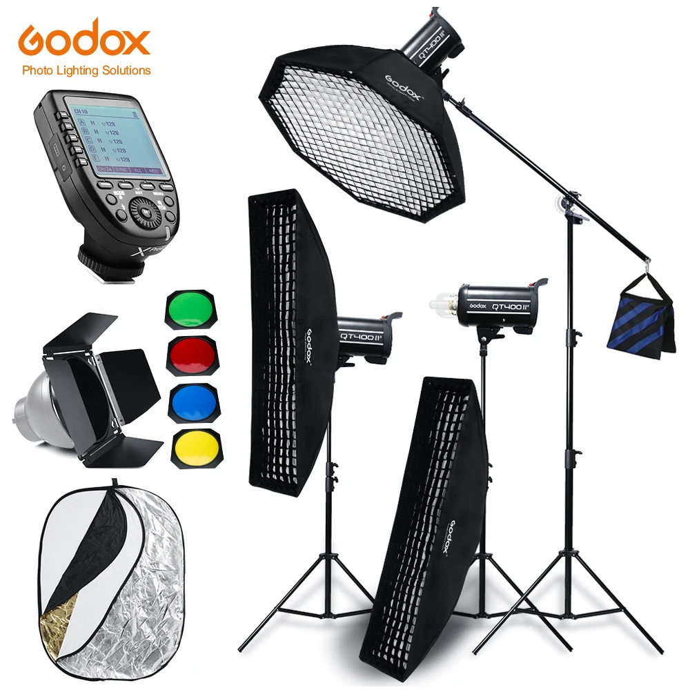 Студийный высокоскоростной светильник Godox 3X QT400II 400WS ing со встроенной