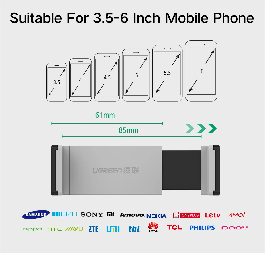 Автомобильный держатель для телефона Ugreen для iPhone 8X7 6 S, держатель на вентиляционное отверстие, подставка, вращение на 360 градусов, подставка для мобильного телефона для samsung Xiaomi