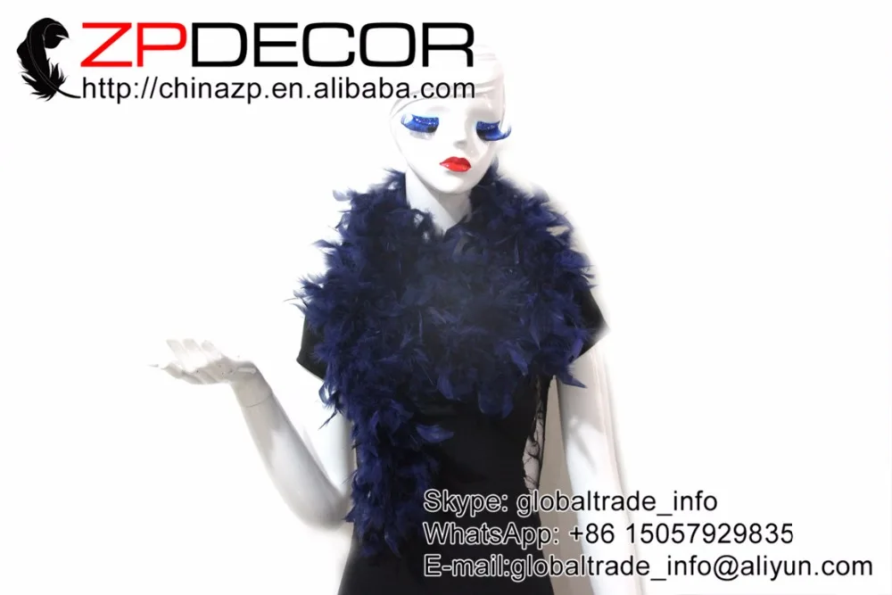 ZPDECOR перо 2 ярдов 80 г Хорошее качество пушистый и красивый темно синий Турция