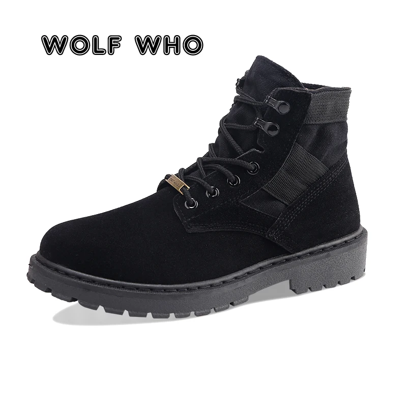 WOLF WHO/Новинка; сезон осень-зима; мужские ботинки; парусиновые ботильоны; мужская повседневная обувь с высоким голенищем; нескользящая обувь; zapatos hombre W-036