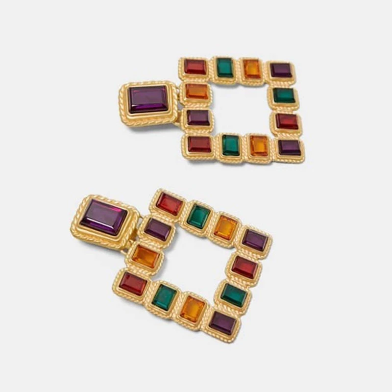 Большие квадратные висячие серьги Za для женщин очаровательные Винтажные