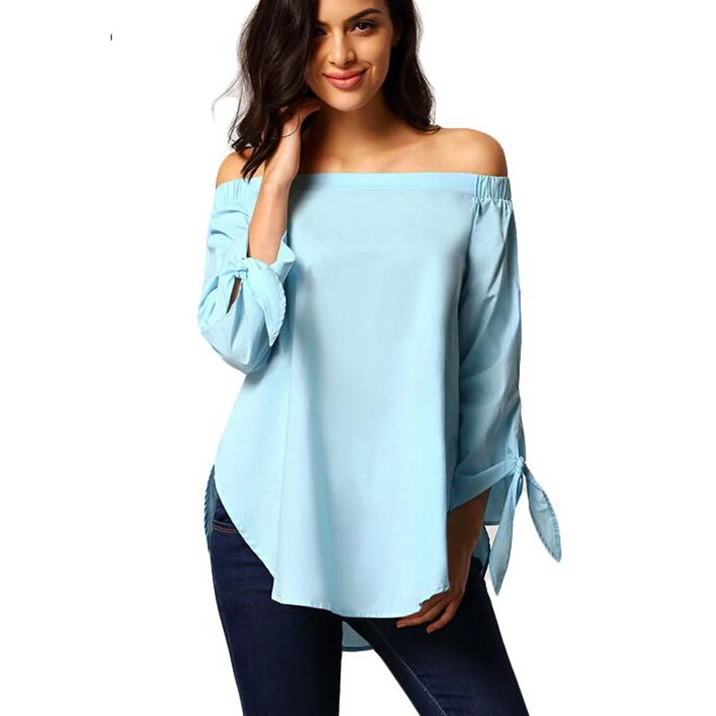 2016 Autumn Women Loose Shirts Blouse Off Shoulder Sexy Womens Blusas Tops Bow Street Shirt Long Sleeve Party Blouses HD2130 |