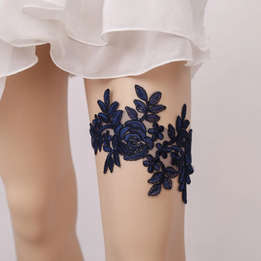 Модная пикантная Свадебная Кружевная подвязка с бантом кружевная лента синий