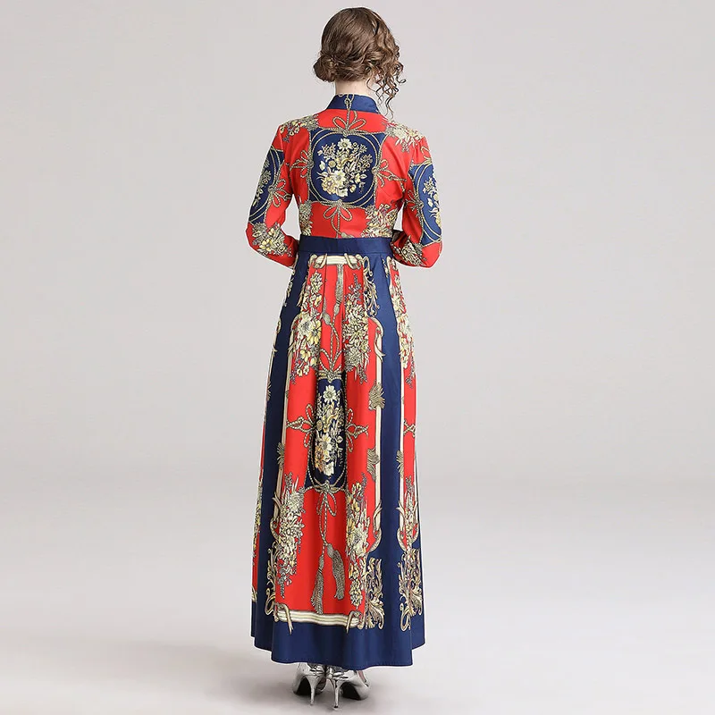 Высококачественное винтажное платье-рубашка с длинными рукавами элегантное