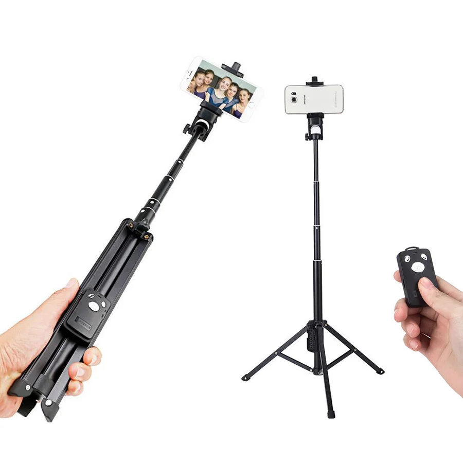 

Aluminum Alloy Stands Holder Bluetooth Selfie Stick With Tripod for Video Blogger Monopod for Xiaomi iPhone Huawei Phones