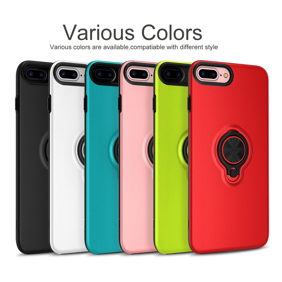 Luxury Shockproof Phone Case For iPhone 7 Plus Magnetic Ring Stand Protective Cover Cases With Holder |