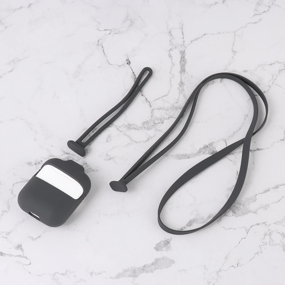 Противоударный силиконовый чехол для Apple AirPods с ремешком на шею и Bluetooth, защитный чехол для Air Pods