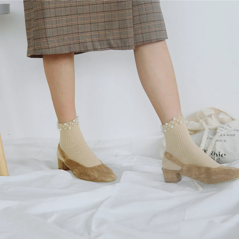 SP & CITY женские носки в стиле хараджуку оригинальный дизайн с жемчугом и стразами