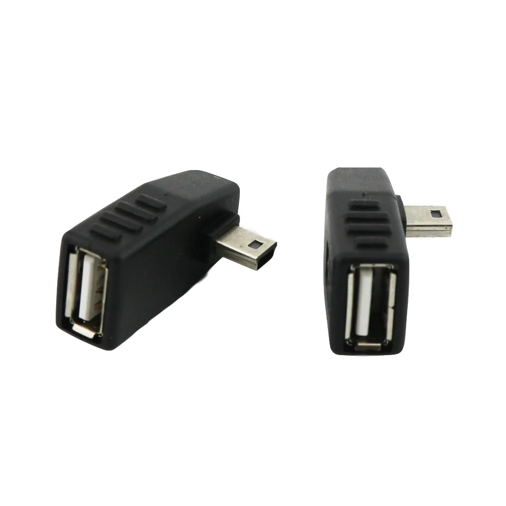 5x мини-usb 5Pin B штекер USB 2,0 Тип A Женский хост-адаптер OTG левый/правый/вверх/вниз угол черный
