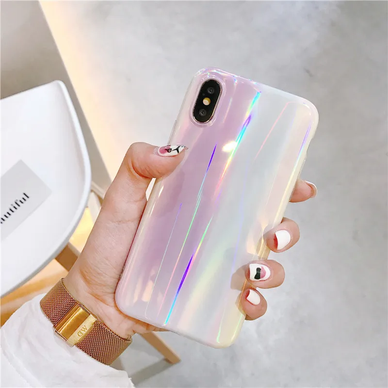 Глянцевый лазерный мраморный чехол для iphone X XS Max, мягкий силиконовый чехол для iphone 6, 6s, 7, 8, 7 plus, задняя крышка для телефона