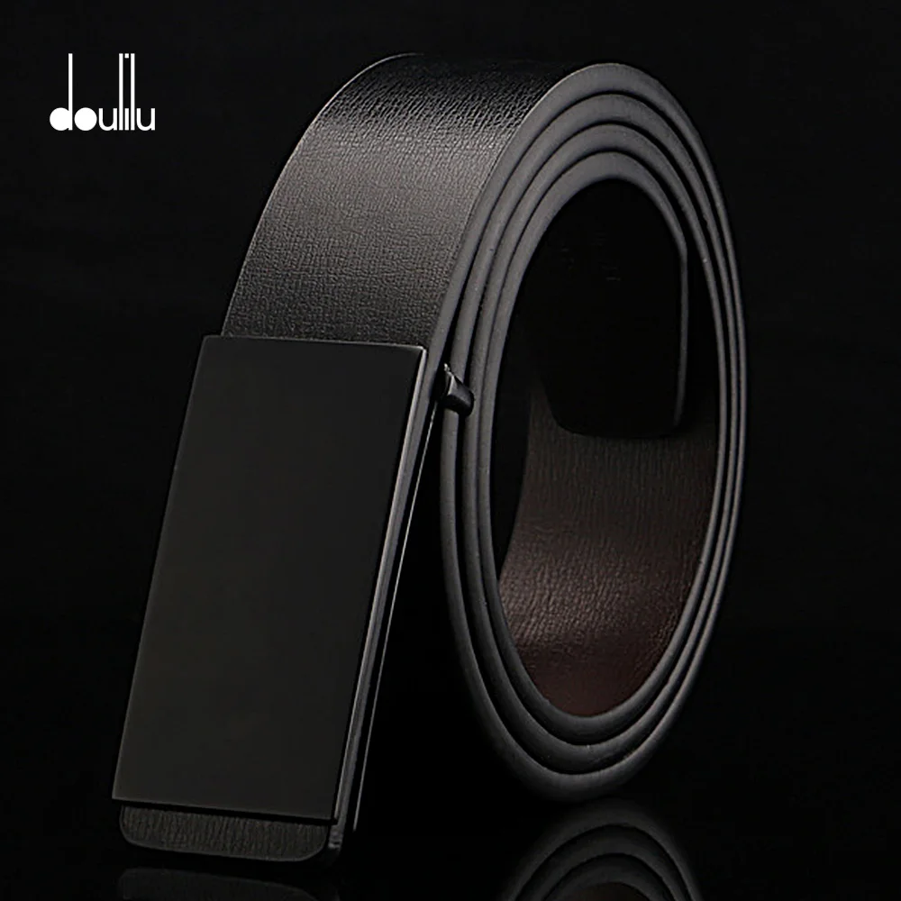 men belts DOULILU воловья кожа пояса из натуральной кожи для мужчин ремень мужской гладкой пряжкой винтажные джинсы ковбойские повседневные дизайнерские брендовые пояса - Color: men belts