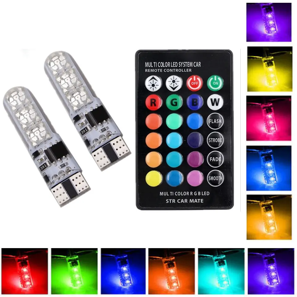 T10 Светодиодная Лампа 194 168 6SMD 5050 W5W RGB многоцветный стробоскопический светильник