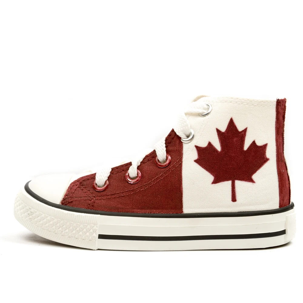Canadian National Canada Shoes Red Maple Leaf Hand Painted Canvas Sneakers kids boys children girls shoes | Детская одежда и обувь