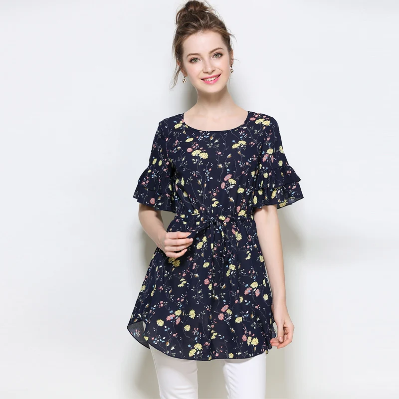 5xl женщины летние Футболки плюс размер 2017 новый модный бренд цветок печати