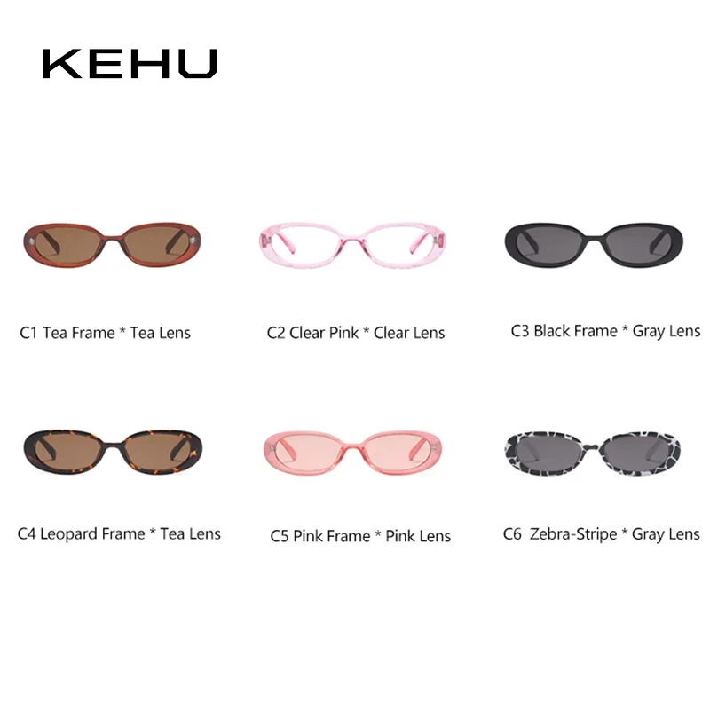 KEHU Women Sunglasses Oval Sun Glasses Brand Designer Designing Small Eyebrows Eyewear Oversized UV400 K9668 | Аксессуары для
