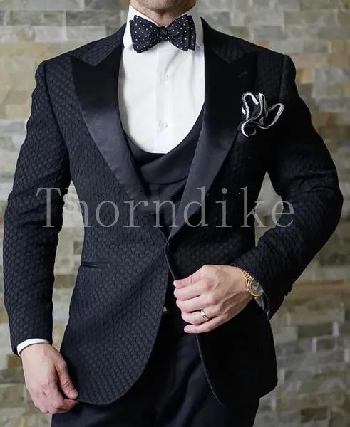 suit 5 Костюм Homme дизайн формальный смокинг 3 шт остроконечные лацканы свадебные костюмы для мужчин приталенный Белый Жаккардовый мужской костюм жениха - Цвет: suit 5