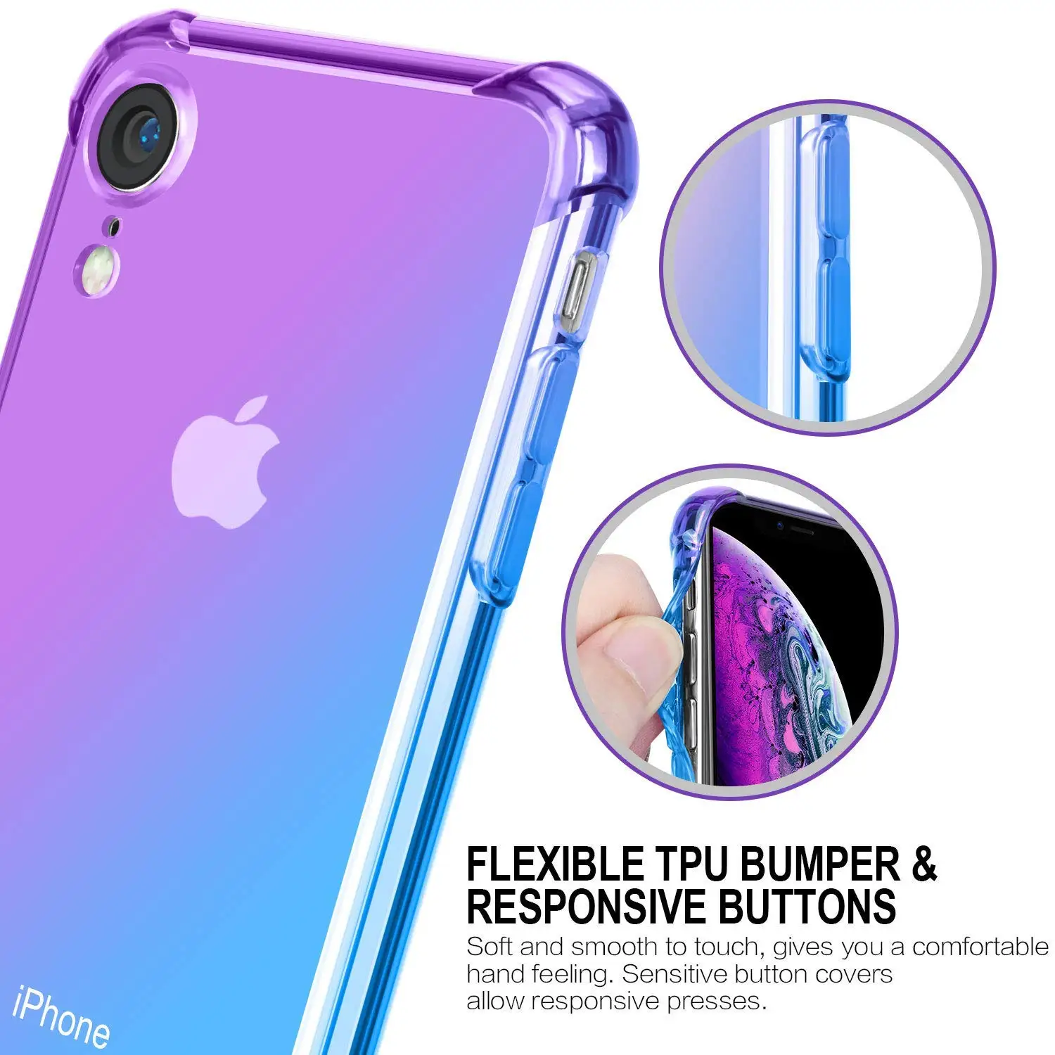Чехол WEFOR для iPhone XS X 8 прозрачный милый градиентный тонкий с защитой от царапин TPU