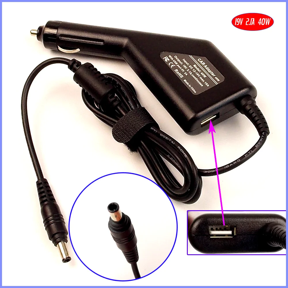 Зарядное устройство для ноутбука 19 в 2 1 А 40 Вт адаптер постоянного тока + USB(5 В а)