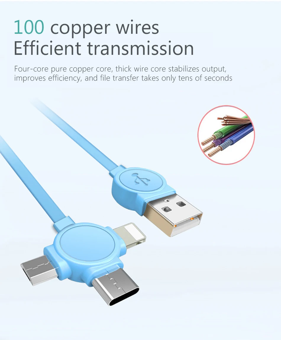 ACCEZZ 3 в 1 USB кабель для зарядки и передачи данных освещение для iPhone 7 XR XS Max X 8 Pin Micro usb type C для samsung Xiaomi телефонные кабели