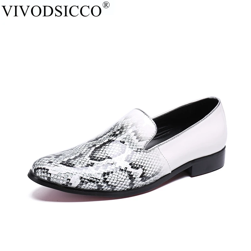 

VIVODSICCO Fashion Leather Shoes Men Loafers Snake Casual Shoes Slip On Low Heel Semi Formal Shoes Driving Shoes Zapatos Hombre