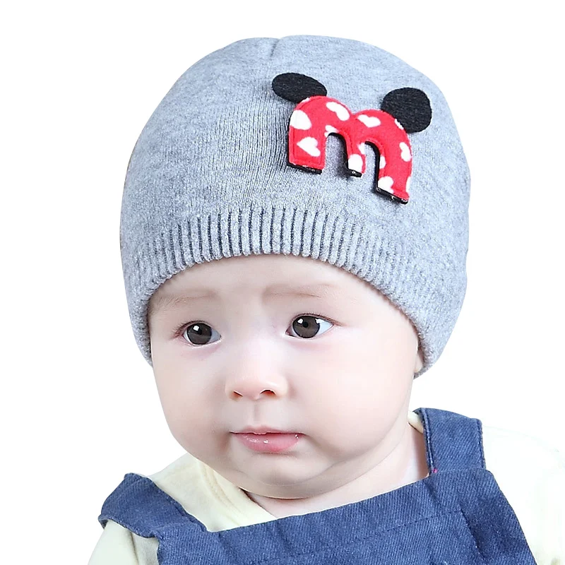 Однотонная детская шапка хлопок вязаная крючком шапочка теплая зимняя для