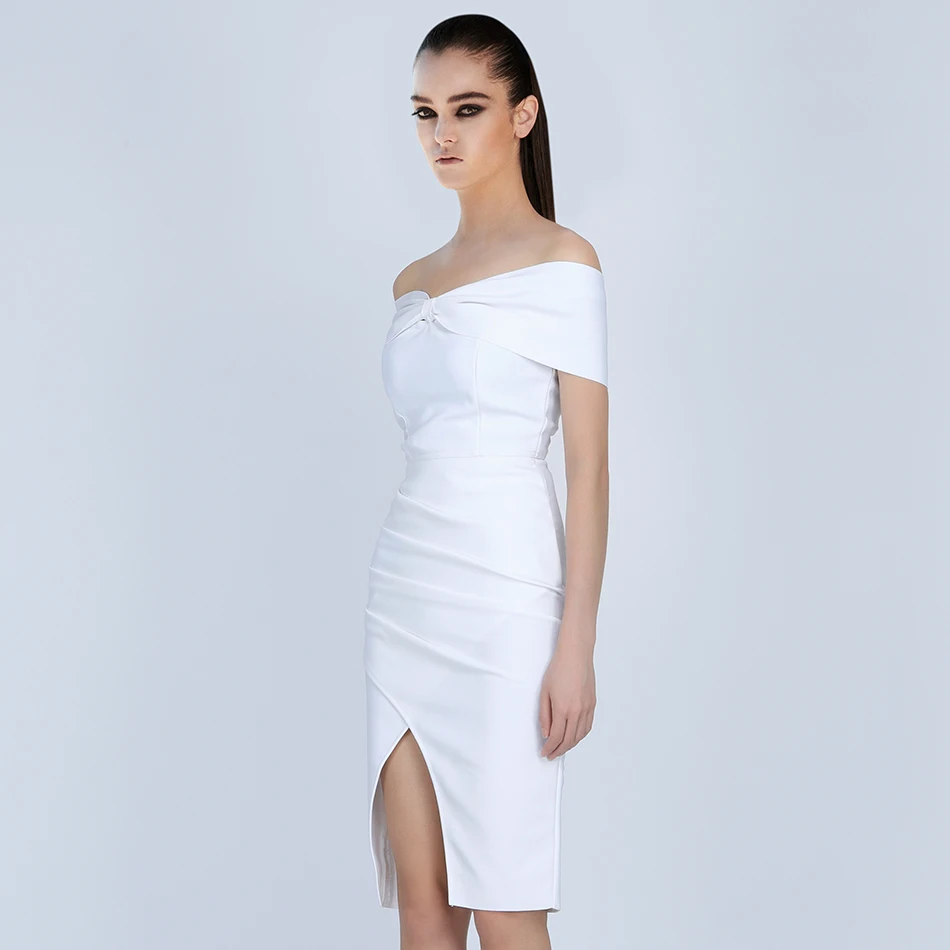 Adyce 2020 новый летний Для женщин Бандажное платье Vestido белый Slash шеи знаменитости