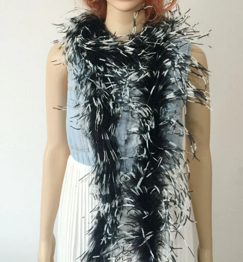 Новое поступление! 1.9 м/лот Роскошный Черный и Белый страус Марабу Боа-Танцы