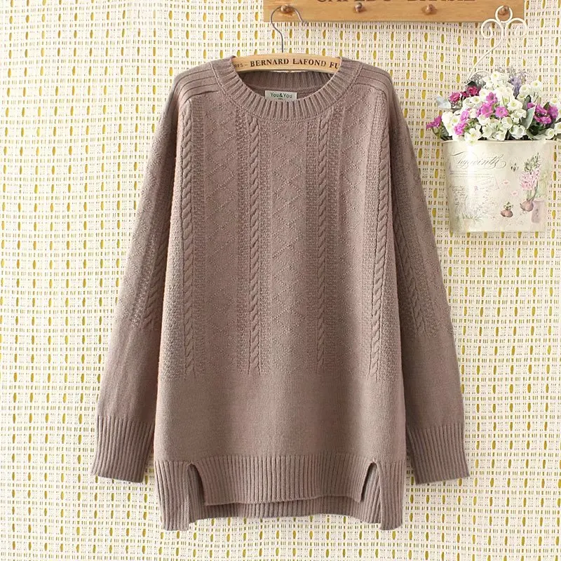 Размера плюс зимние женские пуловеры свитер с перекрестной шнуровкой вязаный