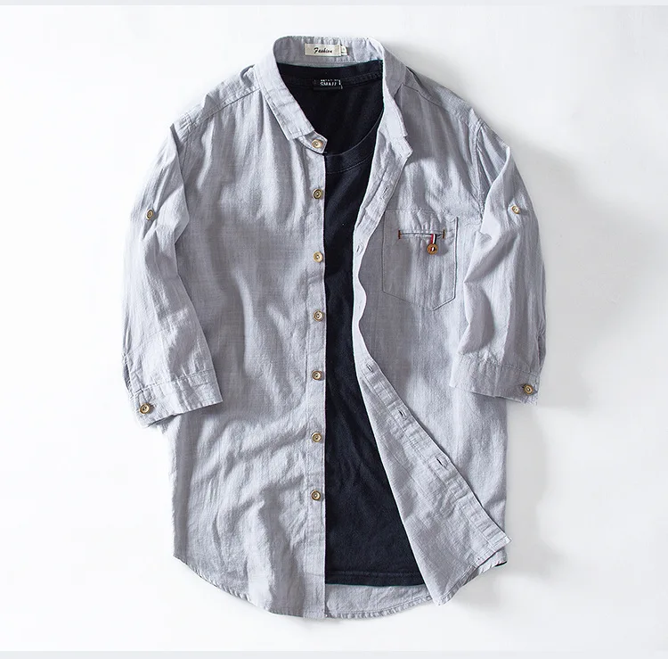 Новинка, мужские льняные рубашки с коротким рукавом, 5XL, летняя мода, одноцветная, тонкая, повседневная, имитация льна, мужская рубашка, брендовая одежда AF1530