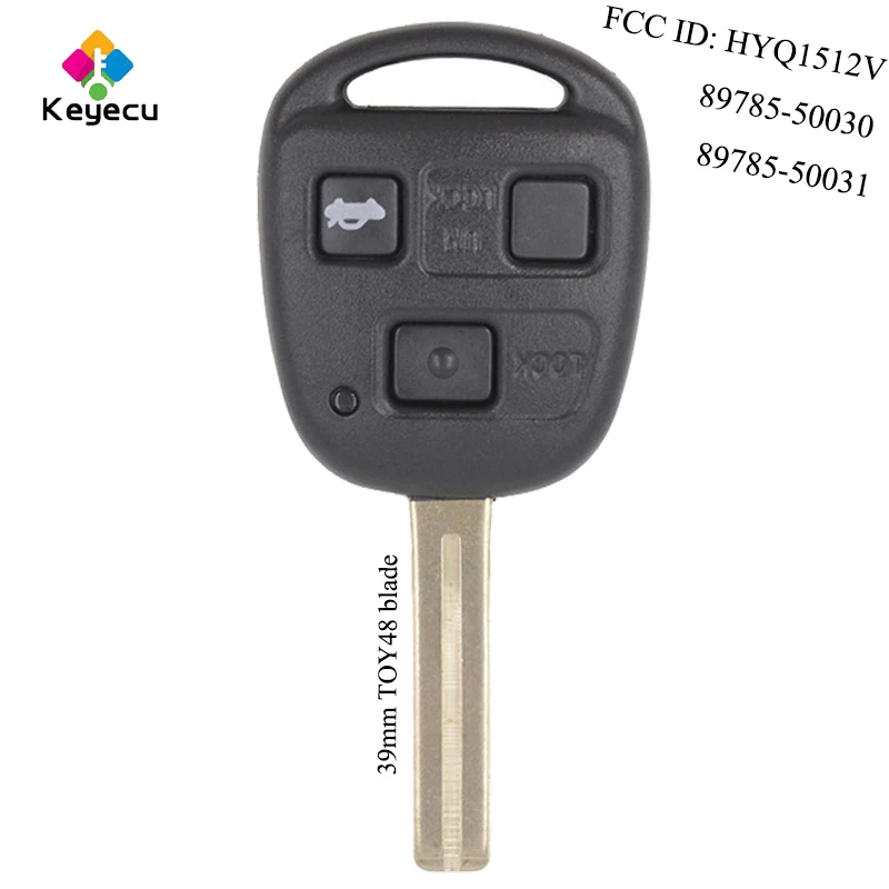 KEYECU Замена дистанционного ключа с 3 кнопками& TOY48 Blade& 4C/4D68 Blade-FOB для Lexus ES300 GS300 IS300 FCC ID: HYQ1512V