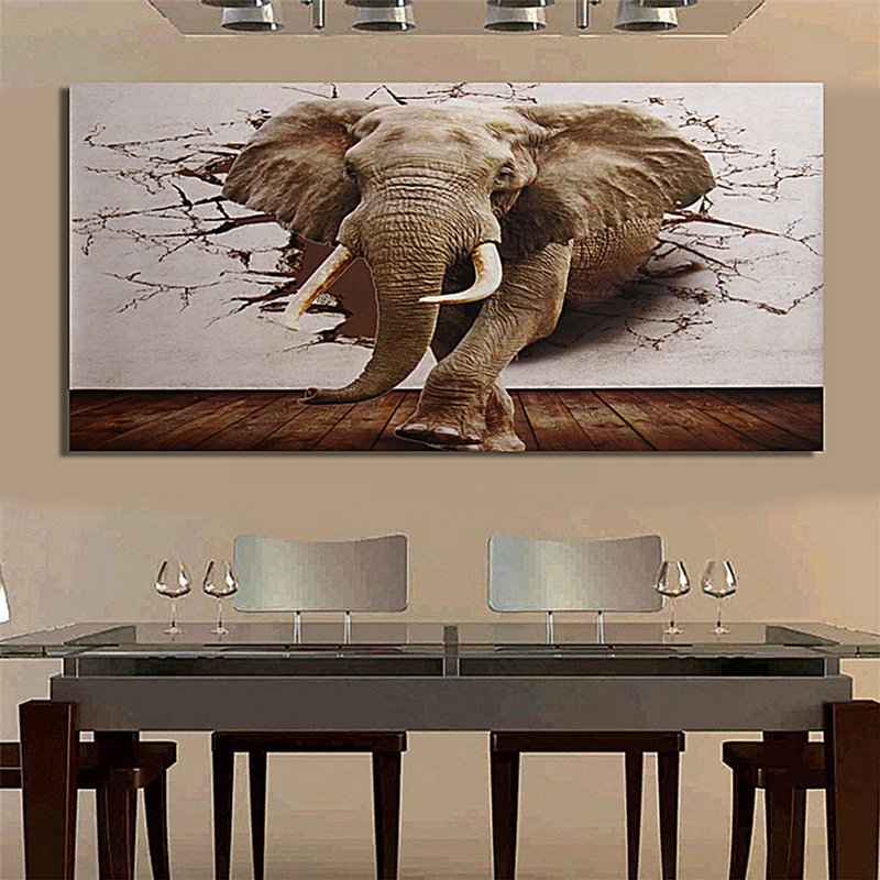 JX-LCLYL 3D Huge Silk Elephant Wall Sticker Mural Roll Modern Background Home Decor | Дом и сад