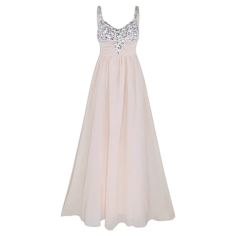 Розовое 2018 Новое шифоновое платье с блестками сексуальное длинное летнее