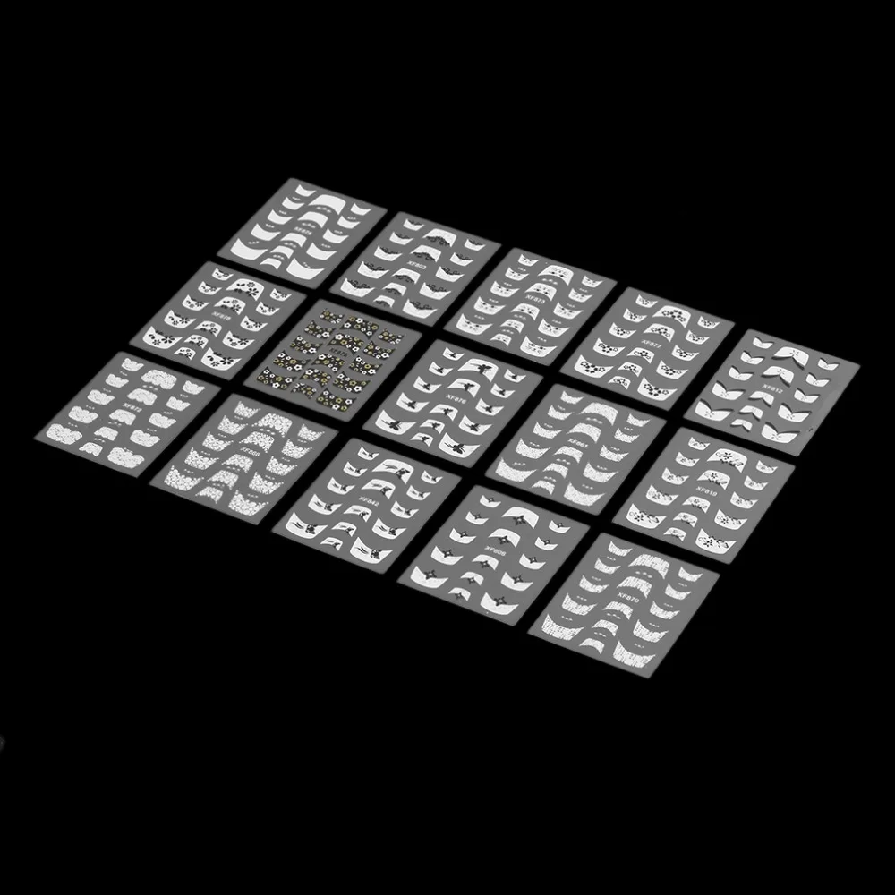 15 шт. трафареты для дизайна ногтей во французском стиле|stickers polish|beauty fashionbeauty style |