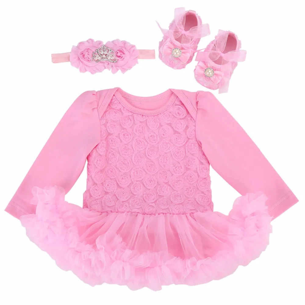 Свадебное платье Кружево Детские Одежда для новорожденных Комплект девочек