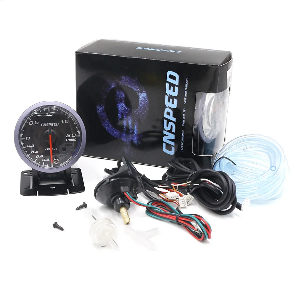 Free Shipping CNSPEED 60MM Auto turbo boost gauge -1-2Bar Amber/White backlight with peak Function Car meter | Автомобили и