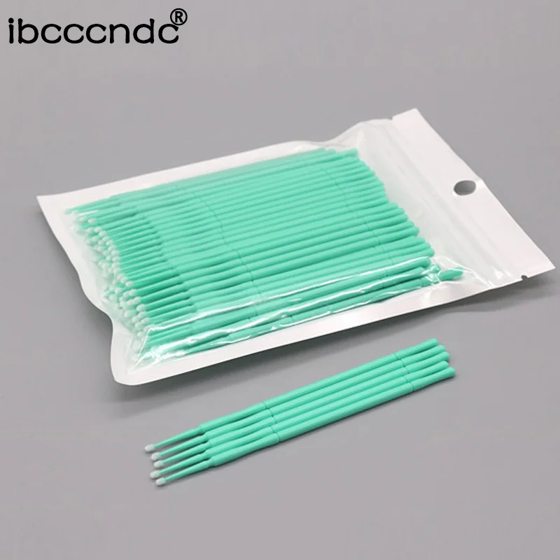 Одноразовые кисти для макияжа 100 шт./упак. тампон Microbrushes наращивания ресниц прочный Micro индивидуальные Аппликаторы ватным тампоном - Цвет: light green