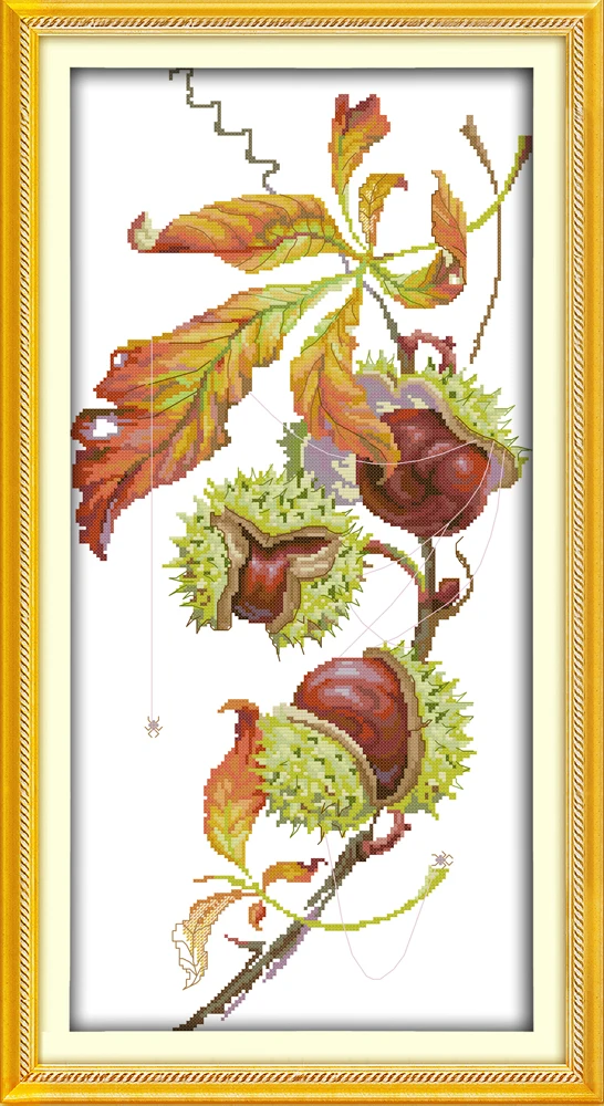

Chestnut tree Printing pattern Cross Stitch Kits Handmade Cross-stitch set Embroidery Needlework DMC Counted Home Decor Gift