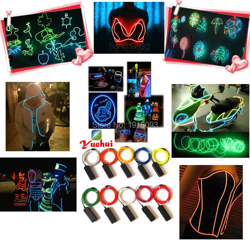 Модный 3,2 мм 5 метров 10 цветов Набор гибких неоновых проводов EL для праздничного освещения, игрушки для праздничного украшения Модный 3,2 мм 5 метров 10 цветов Набор гибких неоновых проводов EL для праздничного освещения, игрушки для праздничного украшения