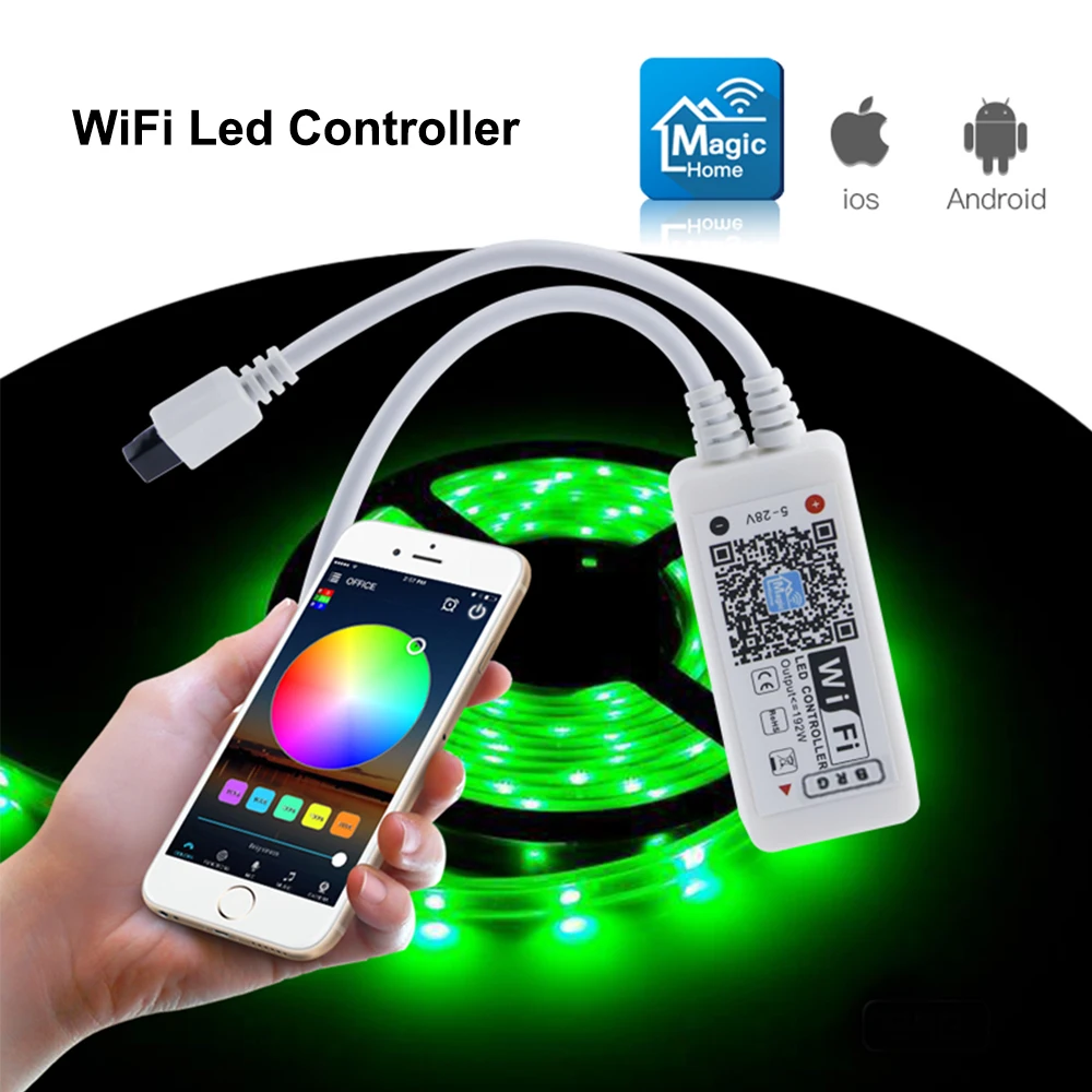 16 миллионов цветов Wifi RGB/RGBW led контроллер управления смартфоном музыка и режим таймера magic home Мини wifi led rgb контроллер