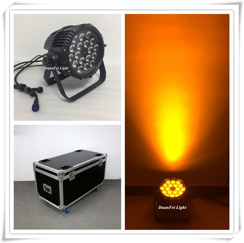 (Flycase) 12 лота dj осветительное оборудование led wash dmx rgbwa uplighting par 18x15 Вт открытый ip65 can