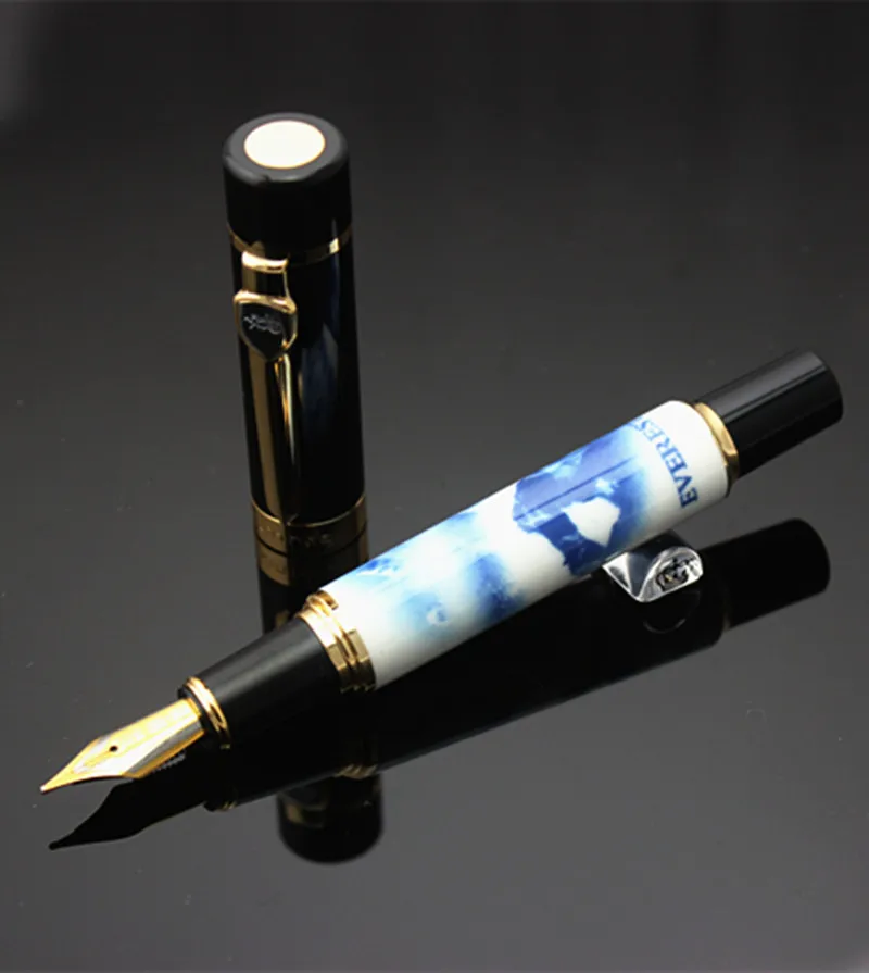 JINHAO 650 роскошный синий и белый фарфор Бизнес Офис Средний Перьевая ручка новинка