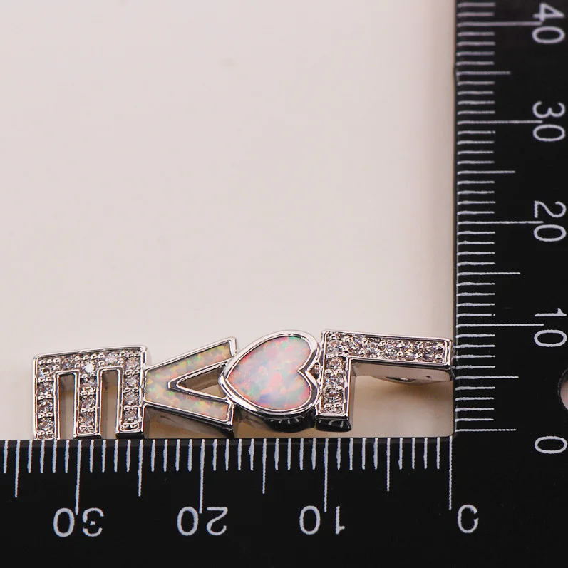 Кулон из серебра 925 пробы с белым кристаллом циркония и огненным опалом|pendant