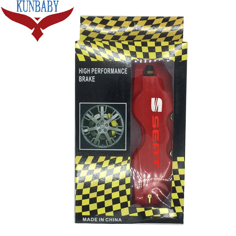 Red KUNBABY красный тормозной суппорт крышка модель из АБС-пластика 3 сиденья логотип автомобиля Стайлинг украшение для сиденья Leon Ibiza Altea Cordoba Toledo - Название цвета: Red