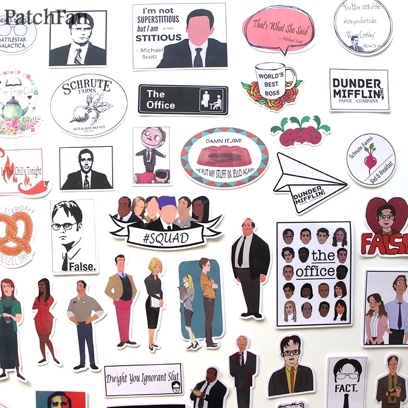 patchfan 46pcs the office funny tv show kids toy sticker for diy scrapbooking album laptop phone notebook decal sticker a1763 free global shipping