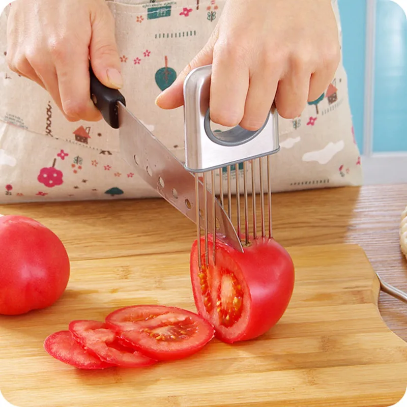 

Y042 Easy Onion Holder Slicer Vegetable tools Tomato Cutter Stainless Steel Kitchen Gadgets No More Stinky Hands