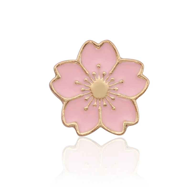 Cherry Blossoms Flower Colorful Brooch Pins Button Pins Denim Jacket Pin Badge For Bags Japanese Style Jewelry Gift For Girls