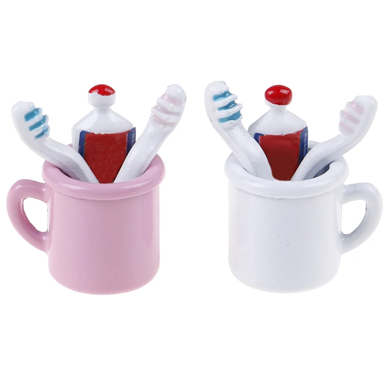 Милый кукольный домик миниатюрная мини чашка зубная паста щетка 1/12 для